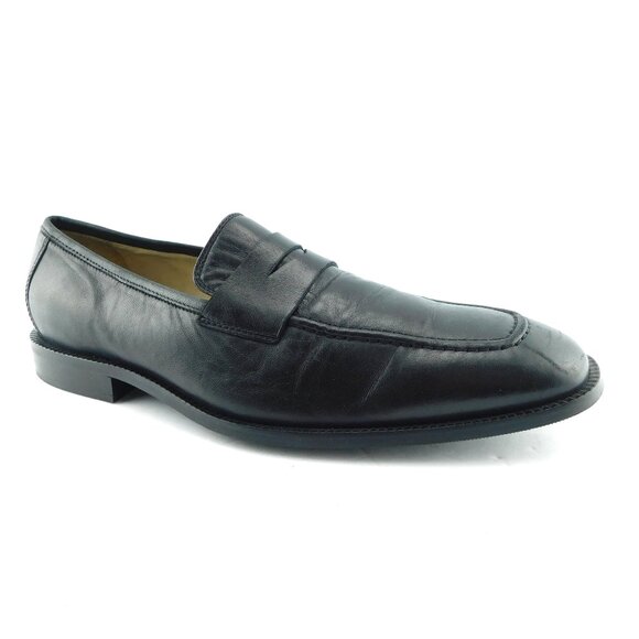 ROBERT ZUR Black Leather Slip-on Penny Loafers 12 - Picture 1 of 8